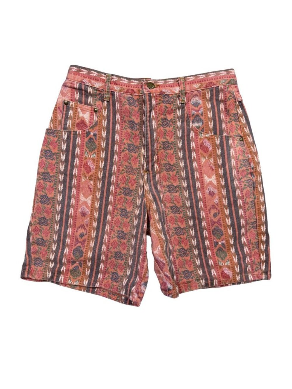 Vintage Denim Republic Southwestern Shorts Womens 7/8 Pink Aztec USA Cotton